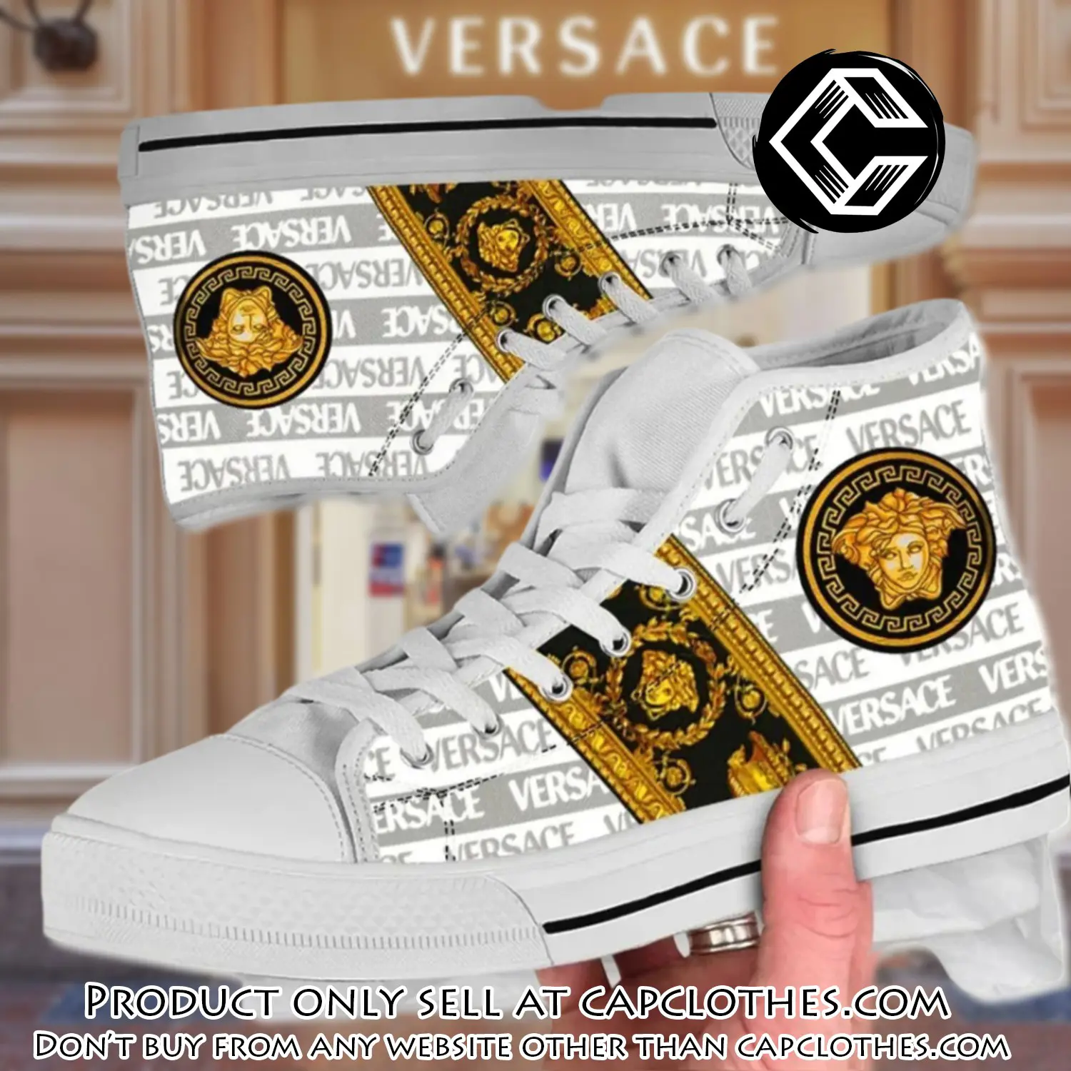 Versace medusa golden premium high top canvas shoes luxury brand gifts for men women cc4659124